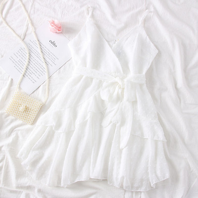 Ежедневна дамска рокля с V-образно деколте и колан в няколко цвята