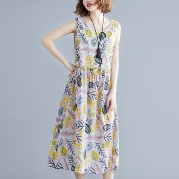 Лятна дамска рокля с широки презрамки и връзки в два цвята