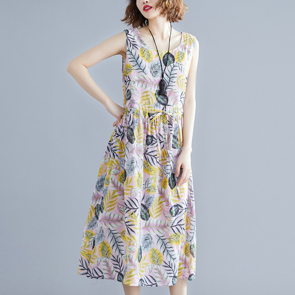 Лятна дамска рокля с широки презрамки и връзки в два цвята