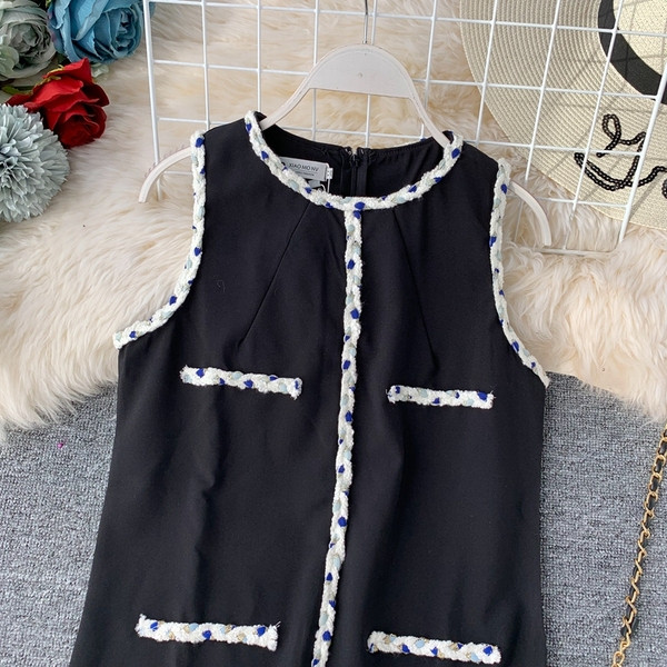 Rochie elegantă de damă, cu decolteu O, în negru și gri