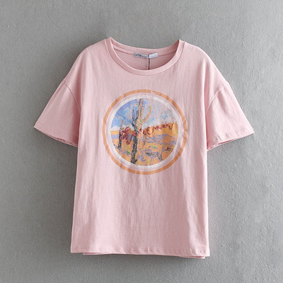 Tricou dama cu aplicatie roz