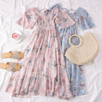 Rochie de dama decupata cu maneci 3/4 si motive florale in mai multe culori