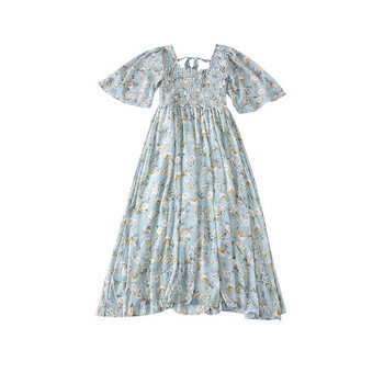 Rochie de dama decupata cu maneci 3/4 si motive florale in mai multe culori