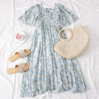 Rochie de dama decupata cu maneci 3/4 si motive florale in mai multe culori