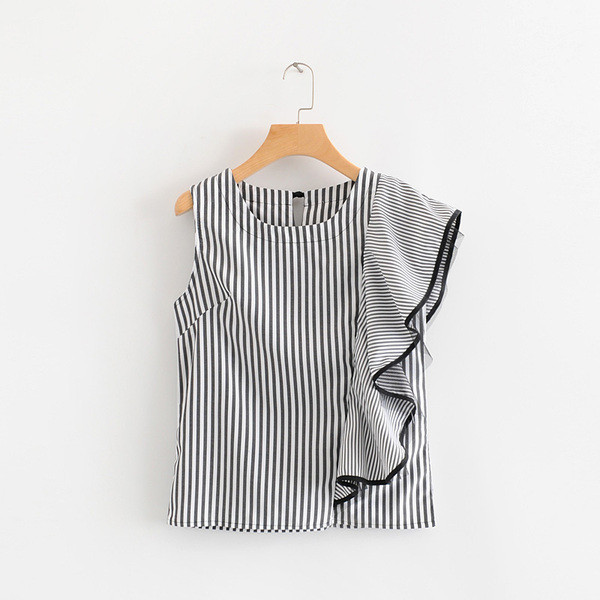 Maieu de damă în dungi cu bretele largi