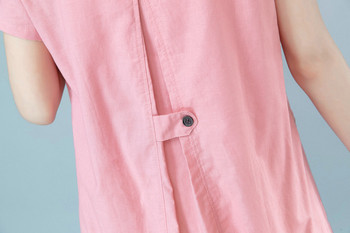 Модерна дамска рокля с къс ръкав и джобове в няколко цвята