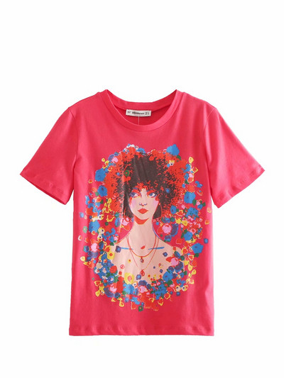 Tricou de dama roz cu maneca scurta si aplicatie