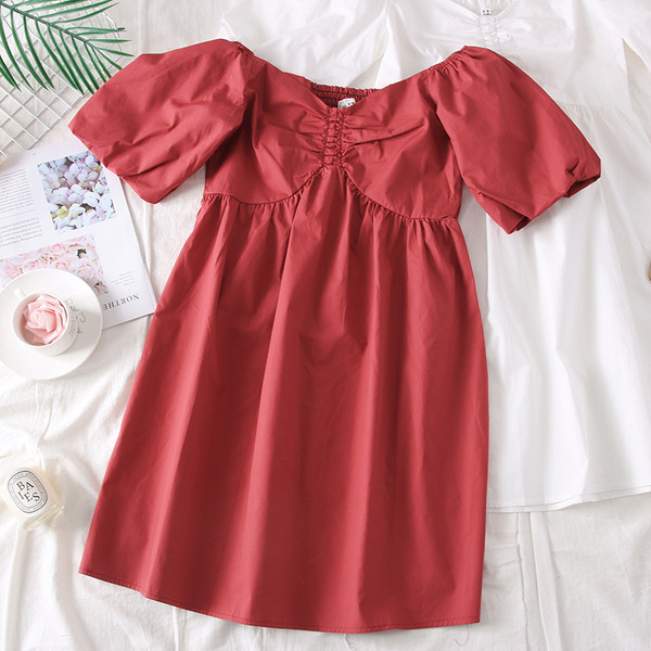 Rochie moderna de dama cu decolteu in V in rosu si alb