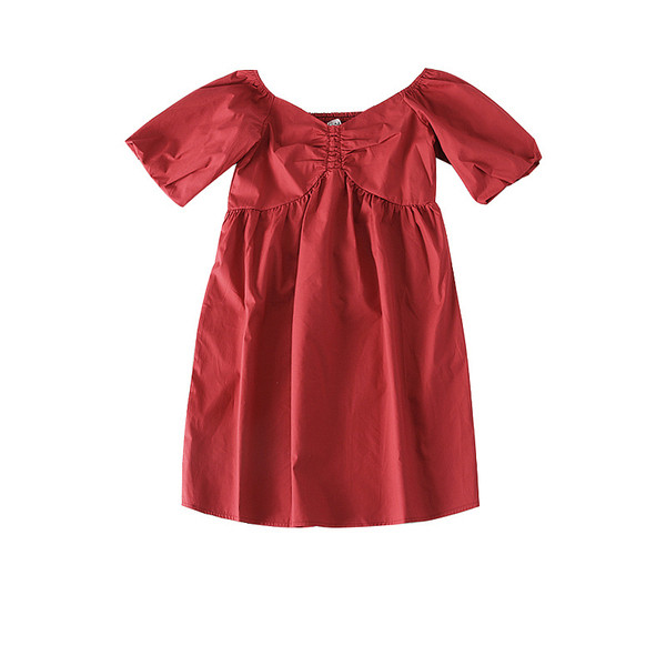 Rochie moderna de dama cu decolteu in V in rosu si alb