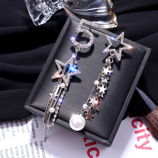 Model nou de cercei de dama cu pietre - in doua culori