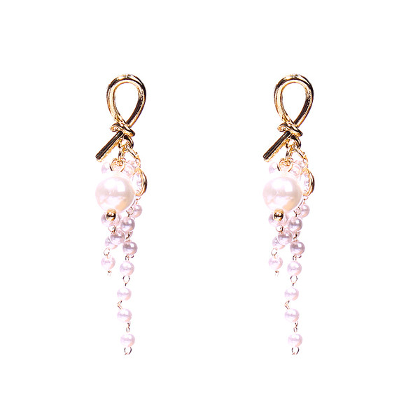 Model nou de cercei dama - in culoare aurie cu perle