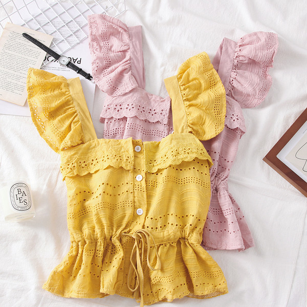 Maieu elegant de damă cu bretele în alb, galben și roz