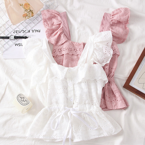 Maieu elegant de damă cu bretele în alb, galben și roz