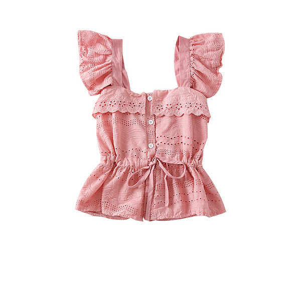 Maieu elegant de damă cu bretele în alb, galben și roz