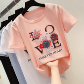 Bluză de damă modernă cu mâneci scurte și element 3D