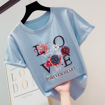 Bluză de damă modernă cu mâneci scurte și element 3D