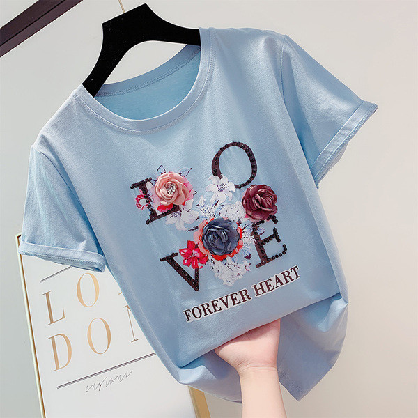 Bluză de damă modernă cu mâneci scurte și element 3D