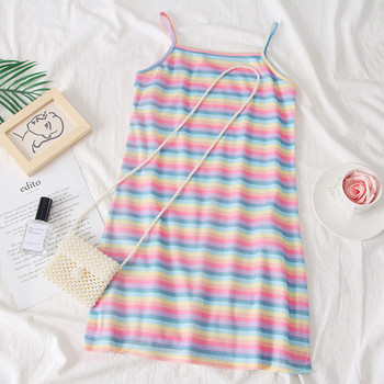 Rochie casual de dama in dungi, cu bretele