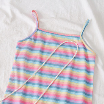 Rochie casual de dama in dungi, cu bretele