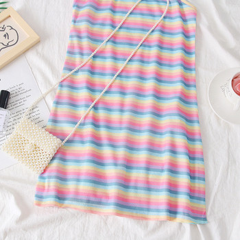 Rochie casual de dama in dungi, cu bretele