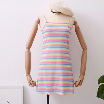 Rochie casual de dama in dungi, cu bretele