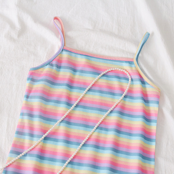 Rochie casual de dama in dungi, cu bretele