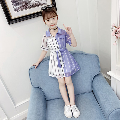 Rochie actuala pentru copii pentru fete in doua culori - mov si roz cu curea