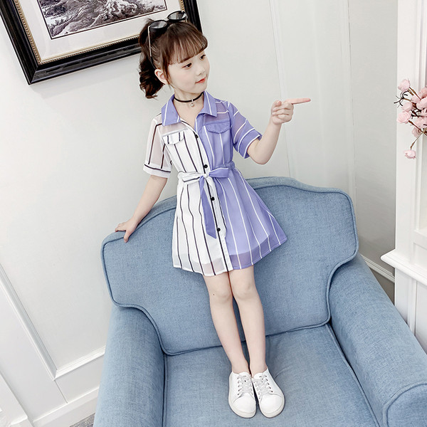 Rochie actuala pentru copii pentru fete in doua culori - mov si roz cu curea