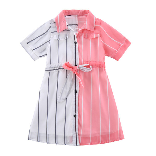 Rochie actuala pentru copii pentru fete in doua culori - mov si roz cu curea