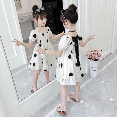Rochie casual pentru copii pentru fete cu puncte alb-negru