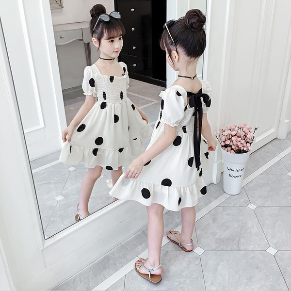 Rochie casual pentru copii pentru fete cu puncte alb-negru