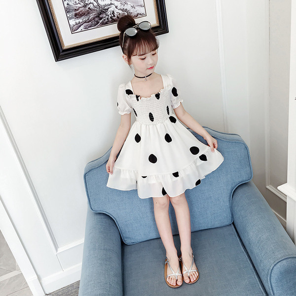 Rochie casual pentru copii pentru fete cu puncte alb-negru
