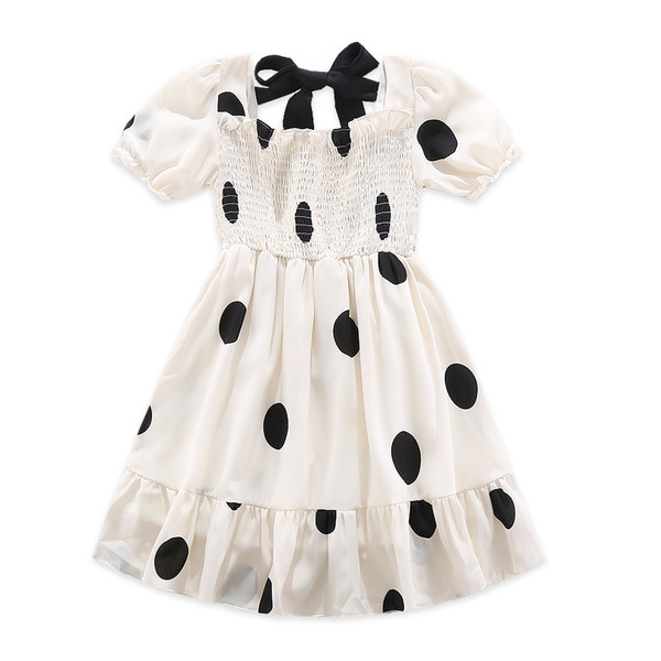 Rochie casual pentru copii pentru fete cu puncte alb-negru