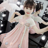 Rochie de copii actuală pentru fete în două culori cu mâneci scurte și motiv floral