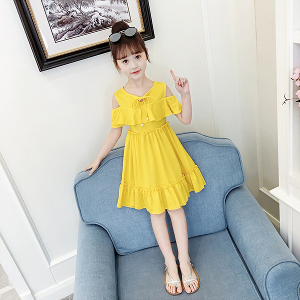 Rochie eleganta pentru copii in negru si galben - model croiat