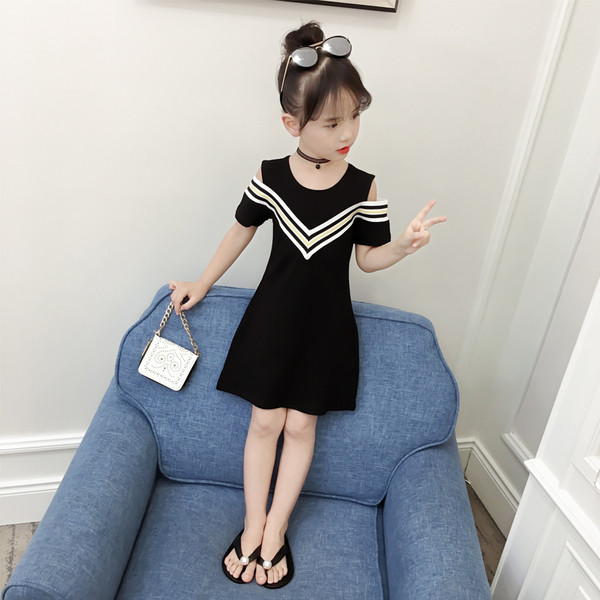 Rochie eleganta pentru copii model drept alb-negru