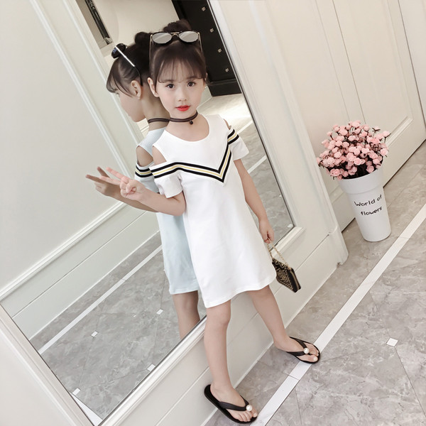 Rochie eleganta pentru copii model drept alb-negru