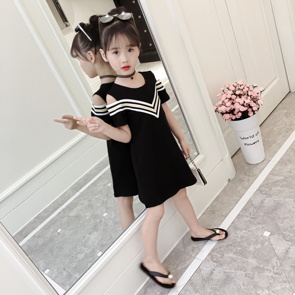 Rochie eleganta pentru copii model drept alb-negru