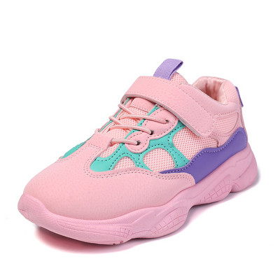 Детски ежедневни маратонки в бял и розов цвят за момичета