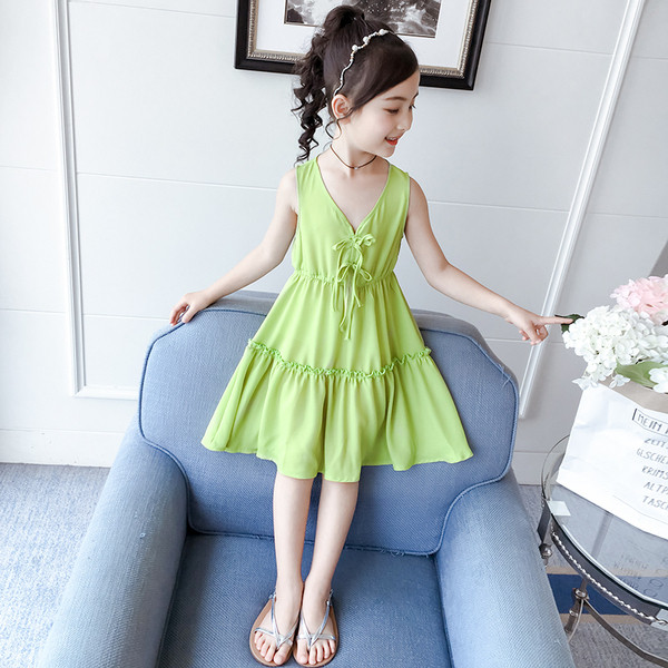 Rochie casual pentru copii pentru fete in verde