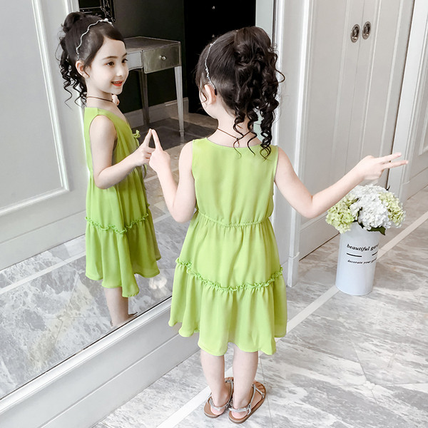 Rochie casual pentru copii pentru fete in verde