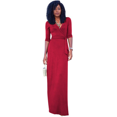 Rochie de dama cu decolteu in V si legaturi in talie in mai multe culori