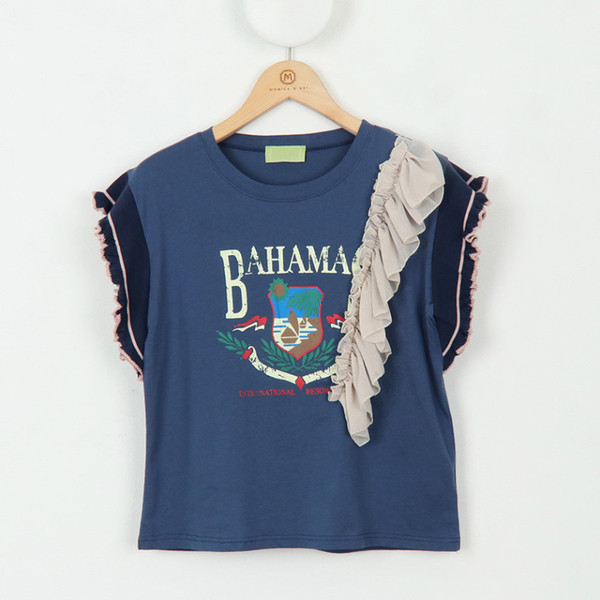 Tricou de dama modern cu aplicare de culoare in doua culori