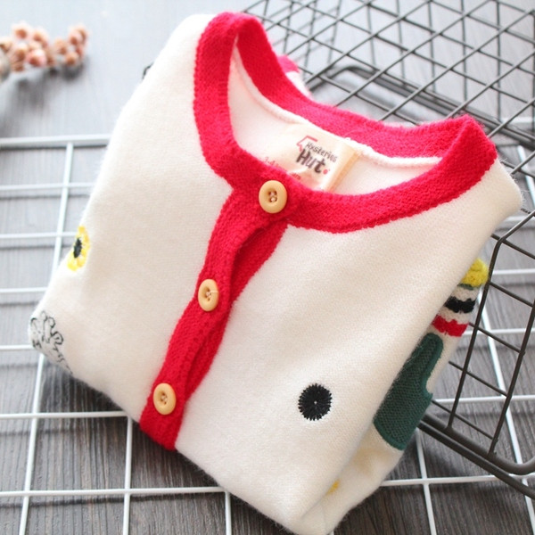 Vesta copii model nou pentru fete cu nasturi alb