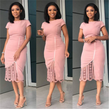 Rochie moderna de dama cu maneci scurte in roz si negru