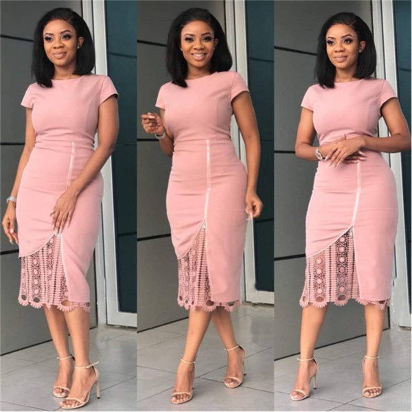 Rochie moderna de dama cu maneci scurte in roz si negru