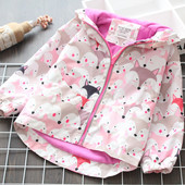 Geaca moderna pentru copii pentru fete cu aplicatie in roz