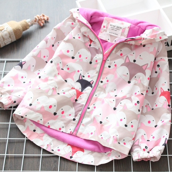 Geaca moderna pentru copii pentru fete cu aplicatie in roz