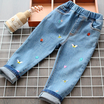 Blugi copii moderni pentru fete cu broderie