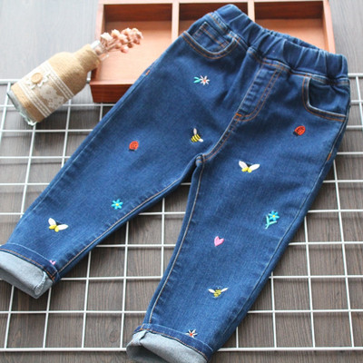 Blugi copii moderni pentru fete cu broderie